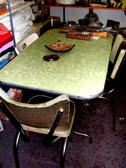 TABLE, Dining - 1950s Green Laminex 90cm x 1.2m